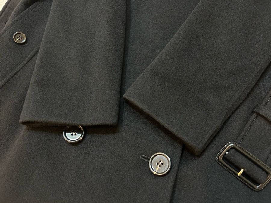 BURBERRY英國黑色羊絨大衣UK4-5