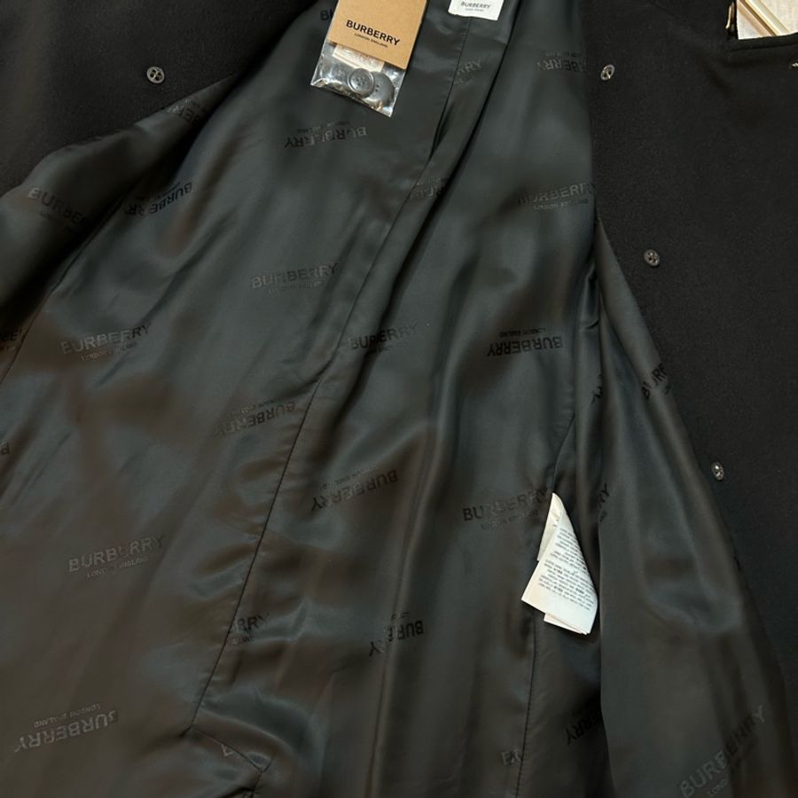 BURBERRY英國黑色羊絨大衣UK4-12