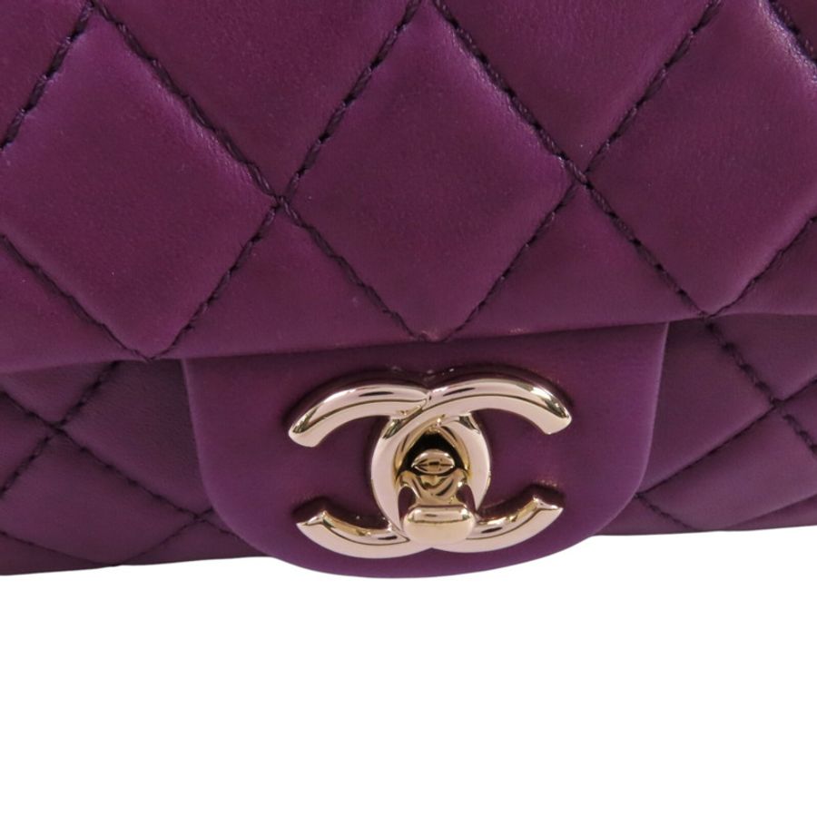 CHANEL 羊皮皮革Classic 25金扣鏈帶肩背袋-14