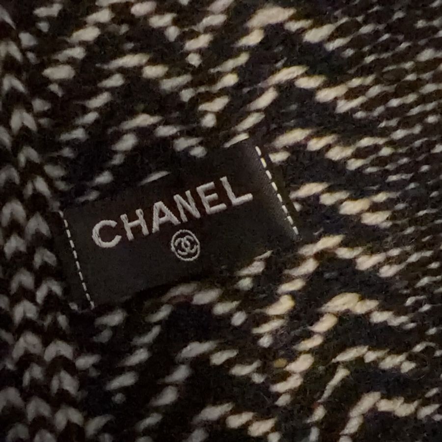 Chanel拼接千島紋圍巾-9