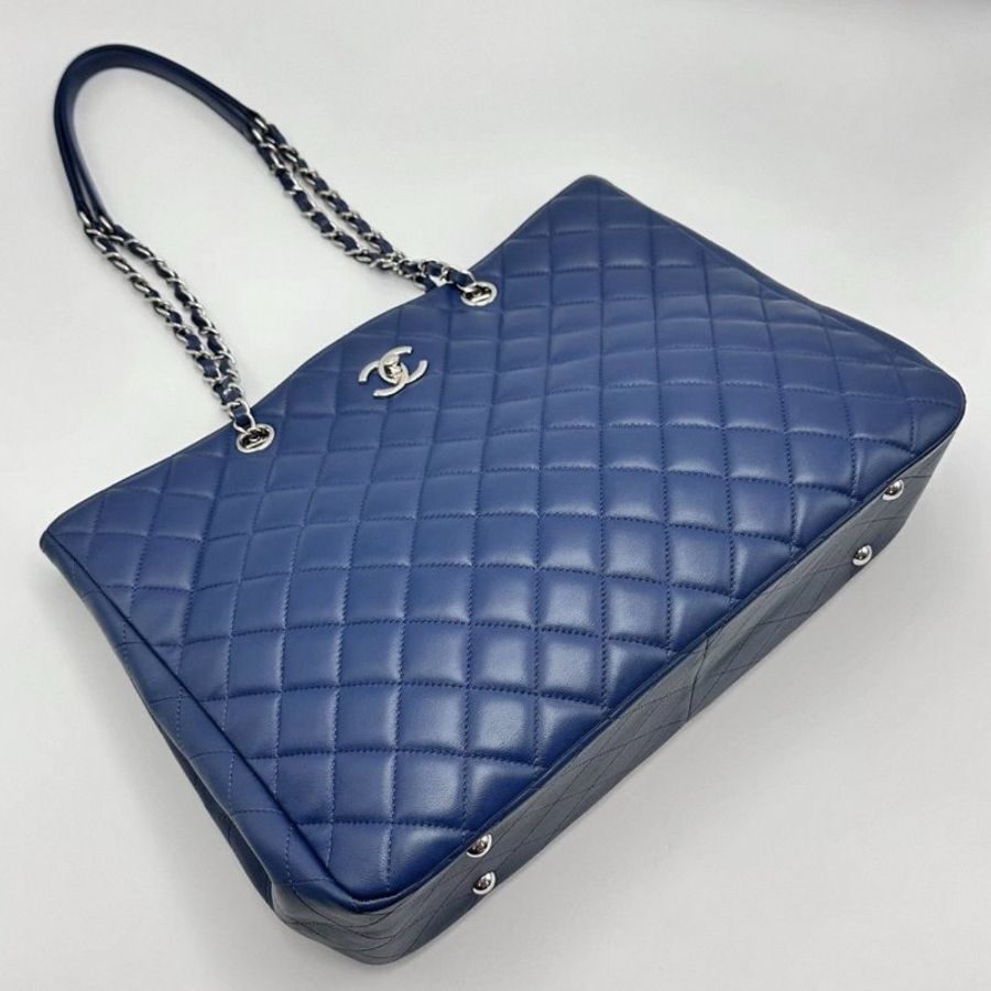 CHANEL 銀扣菱格紋鏈條手提肩背托特包 35*25*10 98新配件塵袋-2