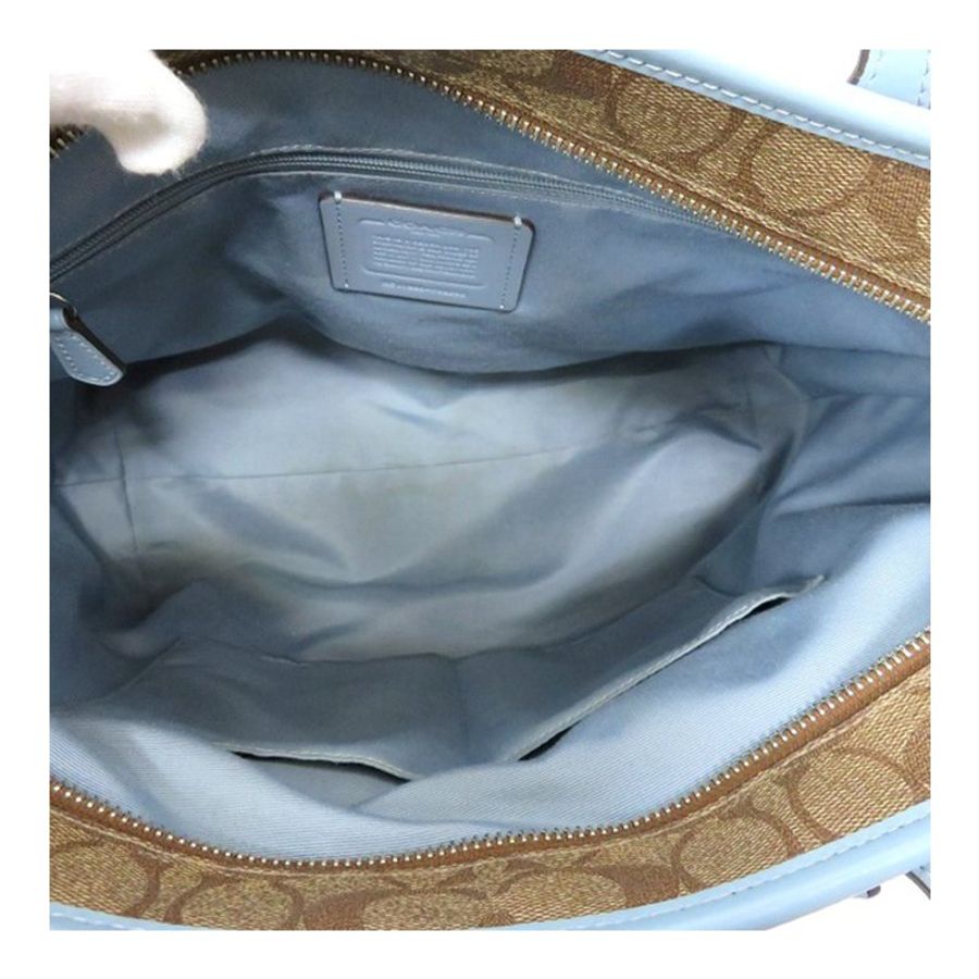【COACH】馬車LOGO PVC皮革托特包-卡其藍-3