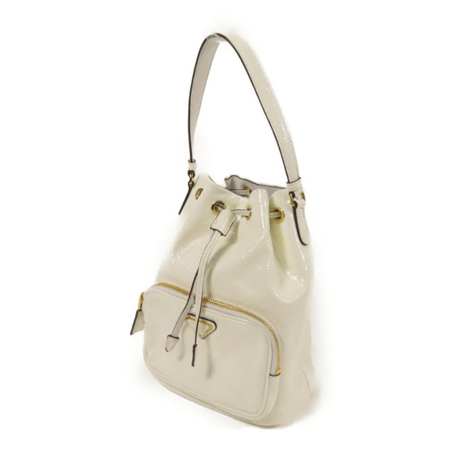 PRADA 漆皮皮革Duet NaplakBag金扣手挽肩背袋兩用袋-2
