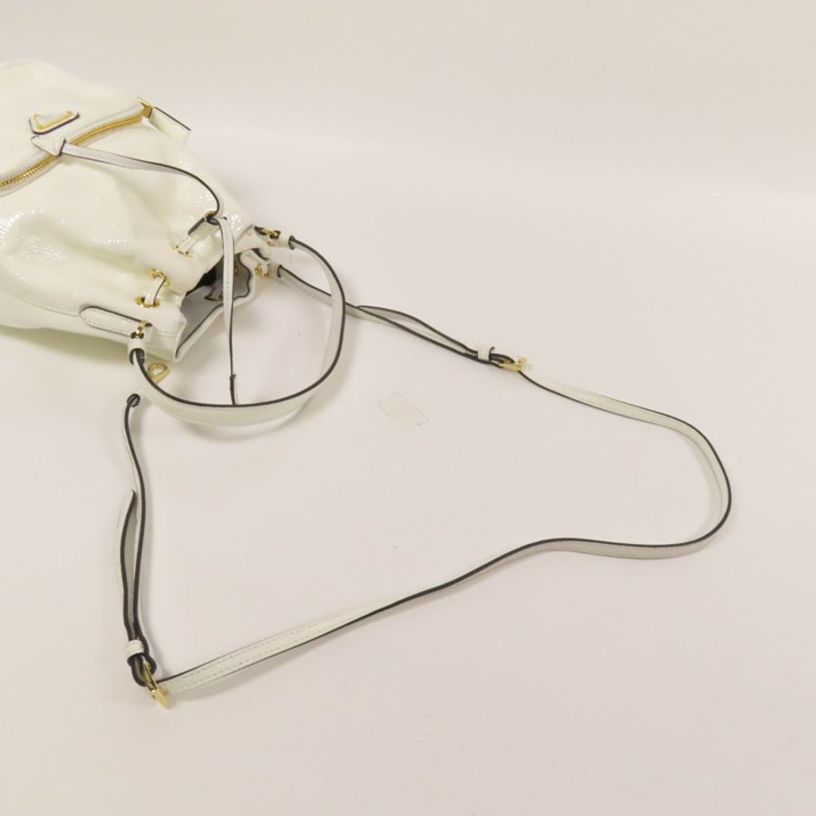 PRADA 漆皮皮革Duet NaplakBag金扣手挽肩背袋兩用袋-5