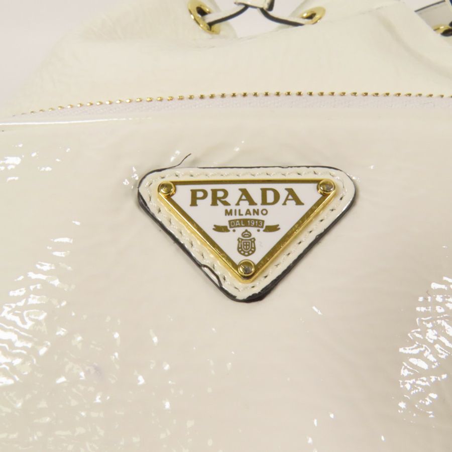 PRADA 漆皮皮革Duet NaplakBag金扣手挽肩背袋兩用袋-7