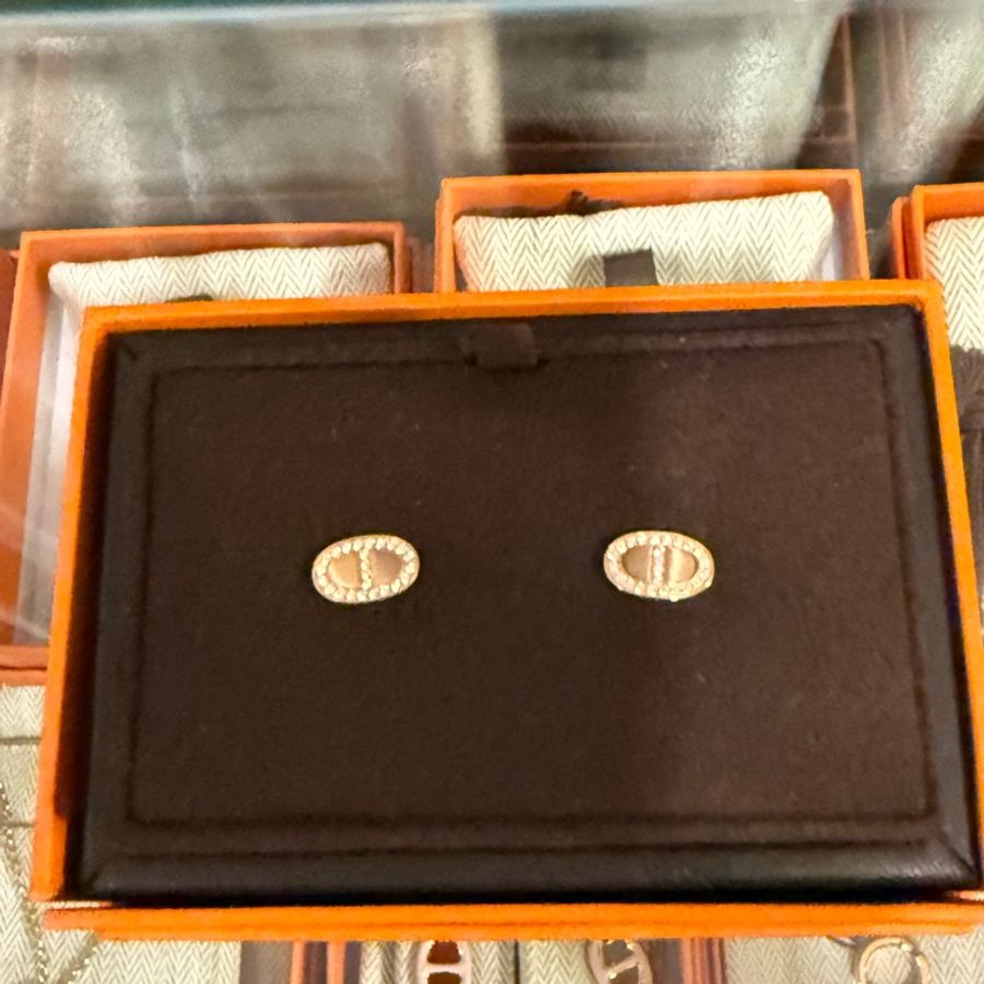 Hermes玫瑰金豬鼻鑽石耳環/Chaine D'ancre Contour Stud Earrings-2