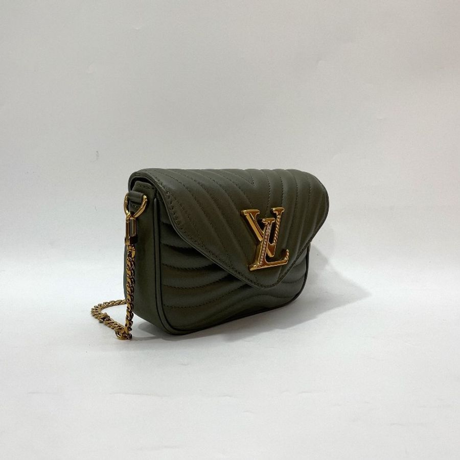 LV 墨綠牛皮山形紋霧金釦New Wave斜背包-3