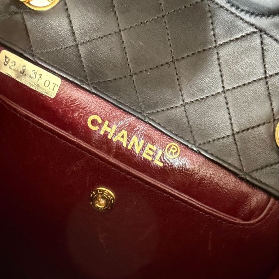 Chanel 香奈兒 Vintage trapezoid 梯型 黑金 雕花鍊 斜背包 肩背包 側背包 鍊條包-27