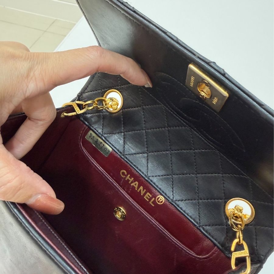 Chanel 香奈兒 Vintage trapezoid 梯型 黑金 雕花鍊 斜背包 肩背包 側背包 鍊條包-28