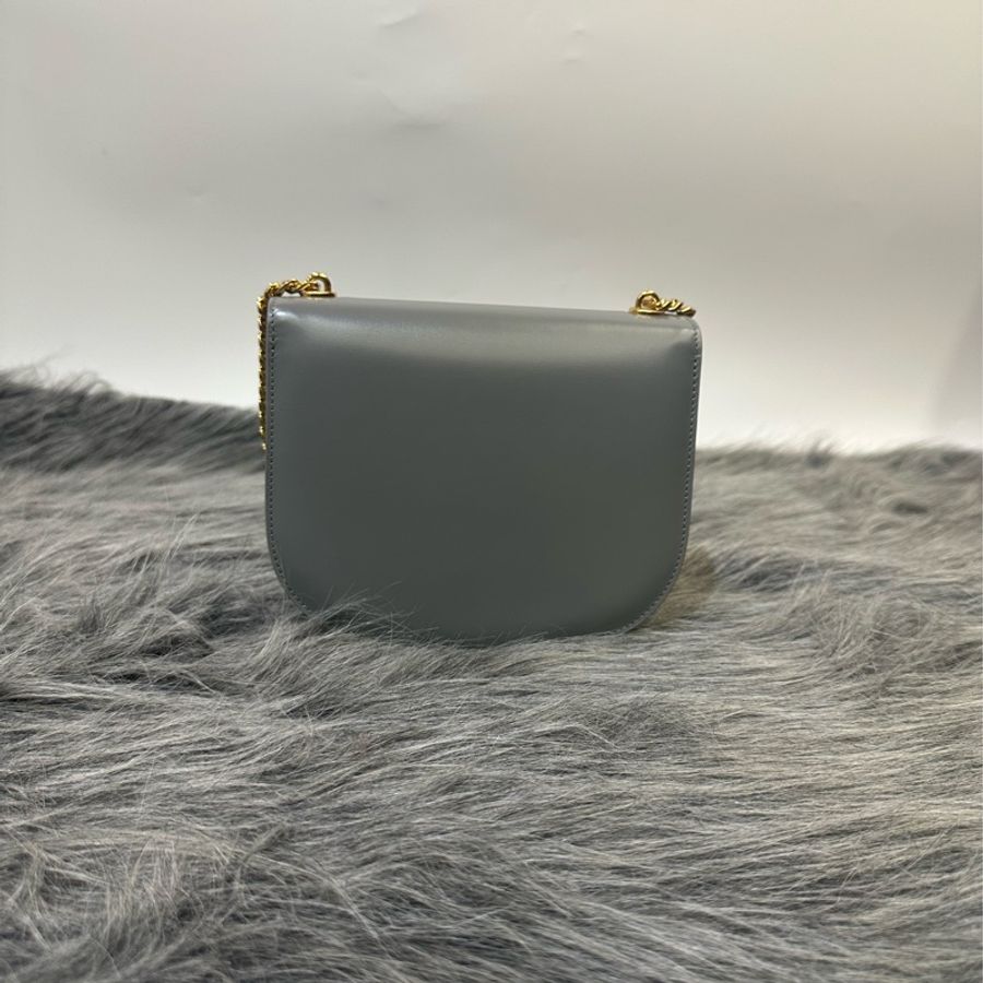 Celine 鋅色滑面牛皮金釦下蓋CHAIN BESACE CLEA肩斜背包110973BF4 08ZC-1