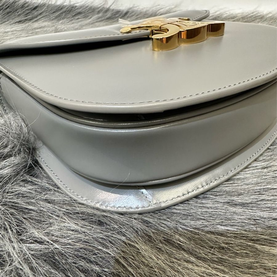Celine 鋅色滑面牛皮金釦下蓋CHAIN BESACE CLEA肩斜背包110973BF4 08ZC-6