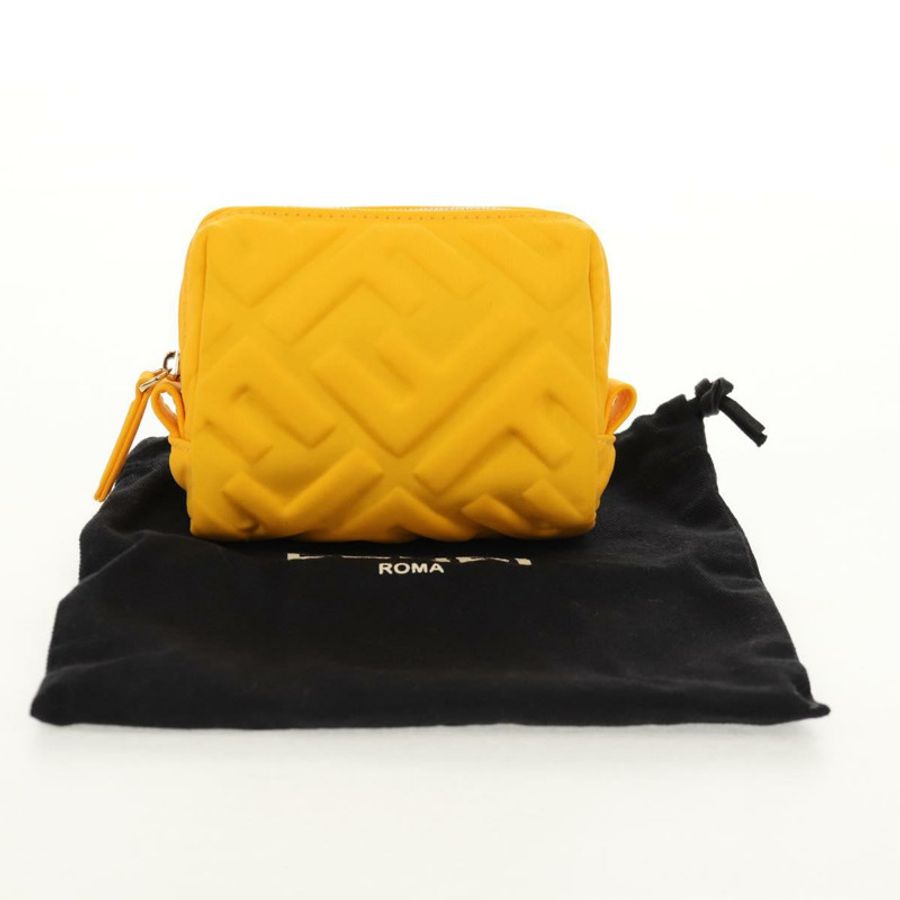 【日本直送】FENDI Zucca帆布FF壓花尼龍黃色金色正品手拿包 150880M-11
