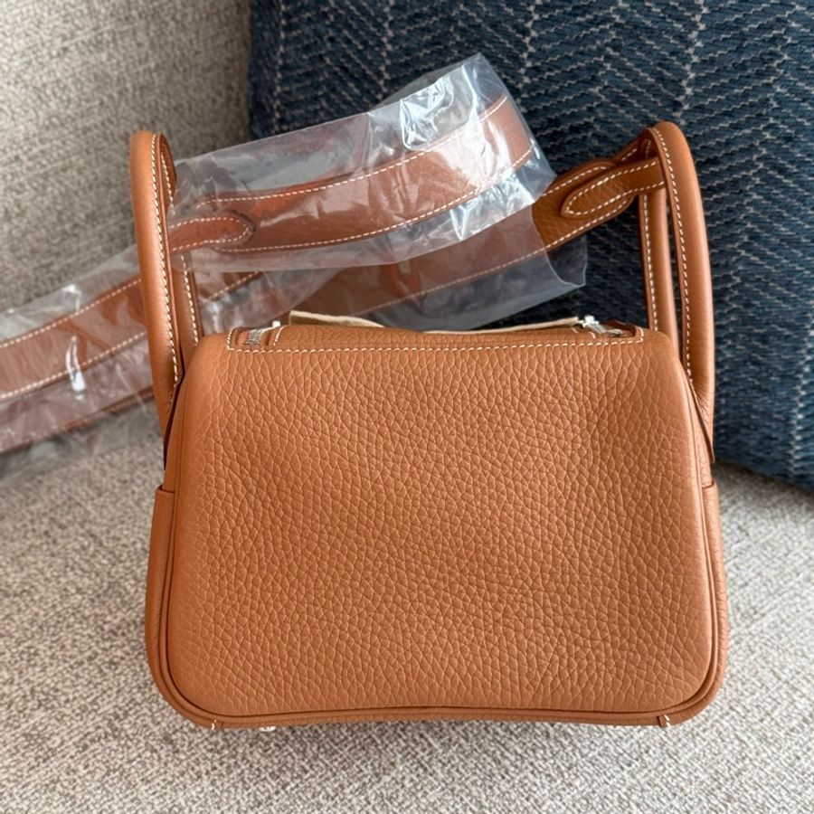 Hermes Mini Lindy 37 Gold 金棕色 Tc皮 銀釦 K刻-1