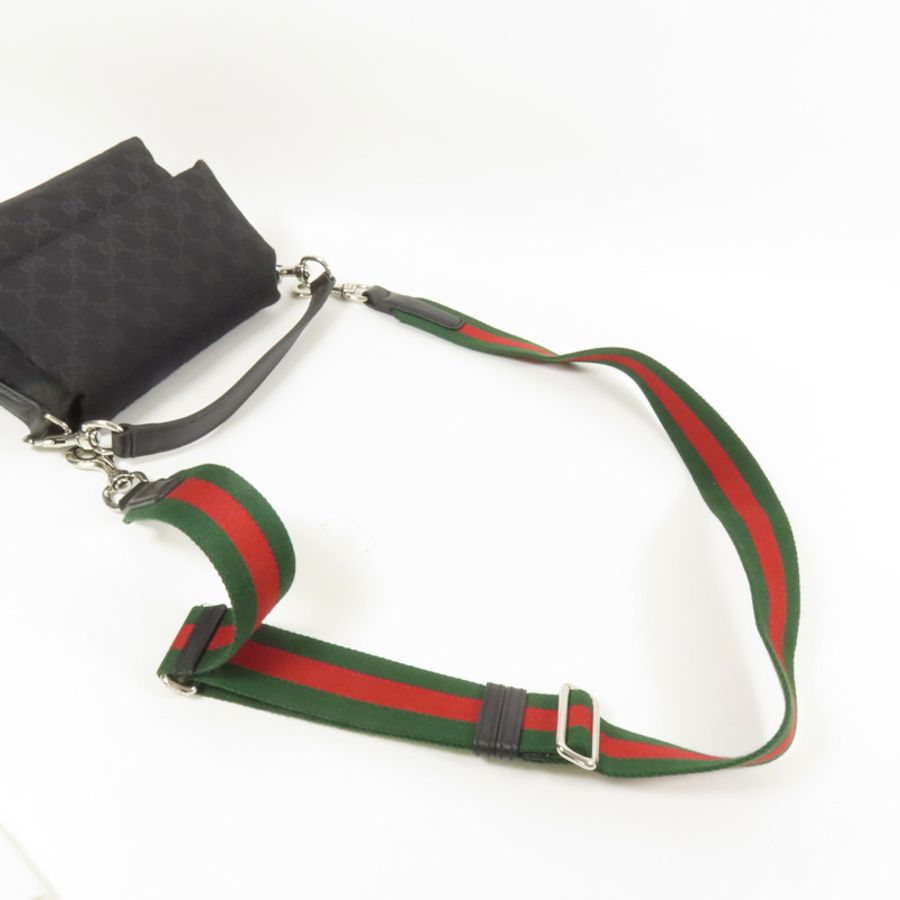 GUCCI 帆布Crossbody GG銀扣手挽肩背兩用袋-4