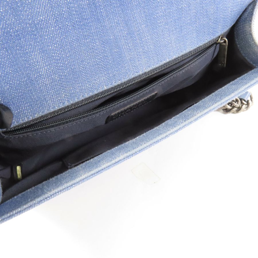 CHANEL Denim Boy 28鏈帶肩背袋-5