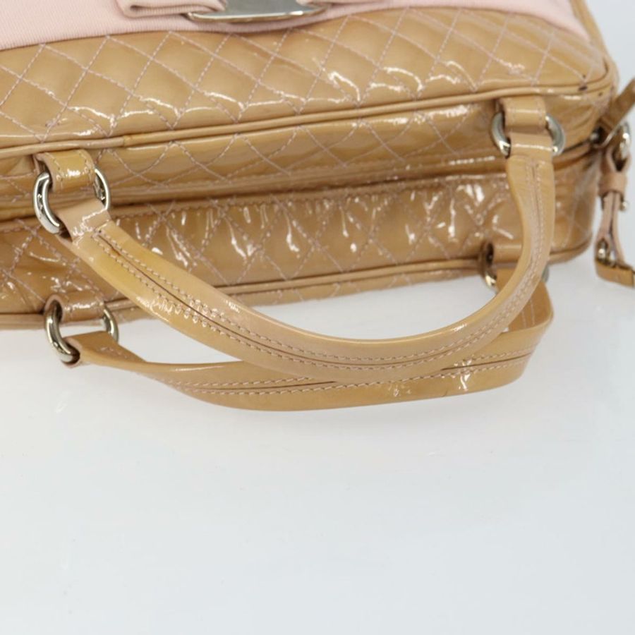 【日本直送】Salvatore Ferragamo Vala 琺瑯手提包 2way 米色 銀色 Auth 150429-6