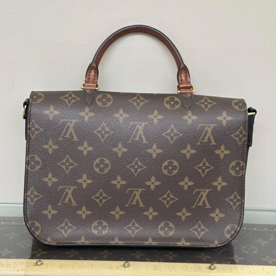 LV 老花拼黑鎖頭手提斜背郵差包26*19*9.5 98新配件塵袋鎖-3