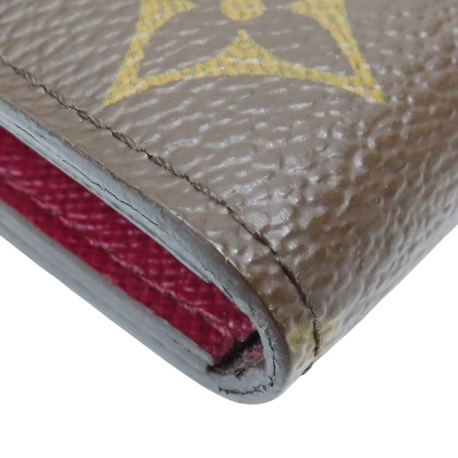 棕色 原花 帆布 Emilie 扣式長夾【LOUIS VUITTON LV 路易威登】 M60697-11