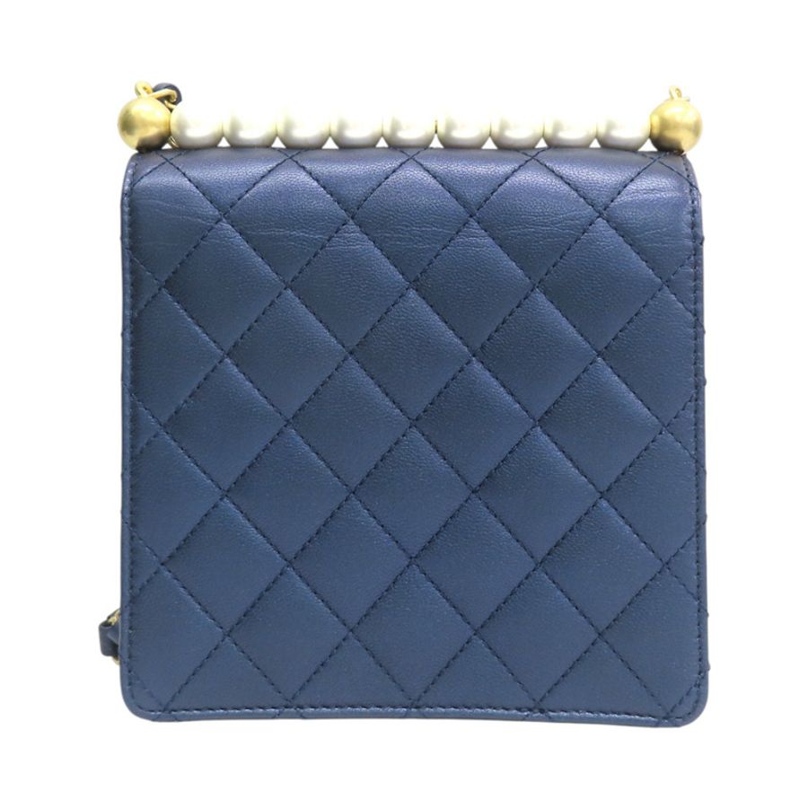 藍色 菱格紋 牛皮 Chic Pearls Flap 肩背包【CHANEL 香奈兒】-1