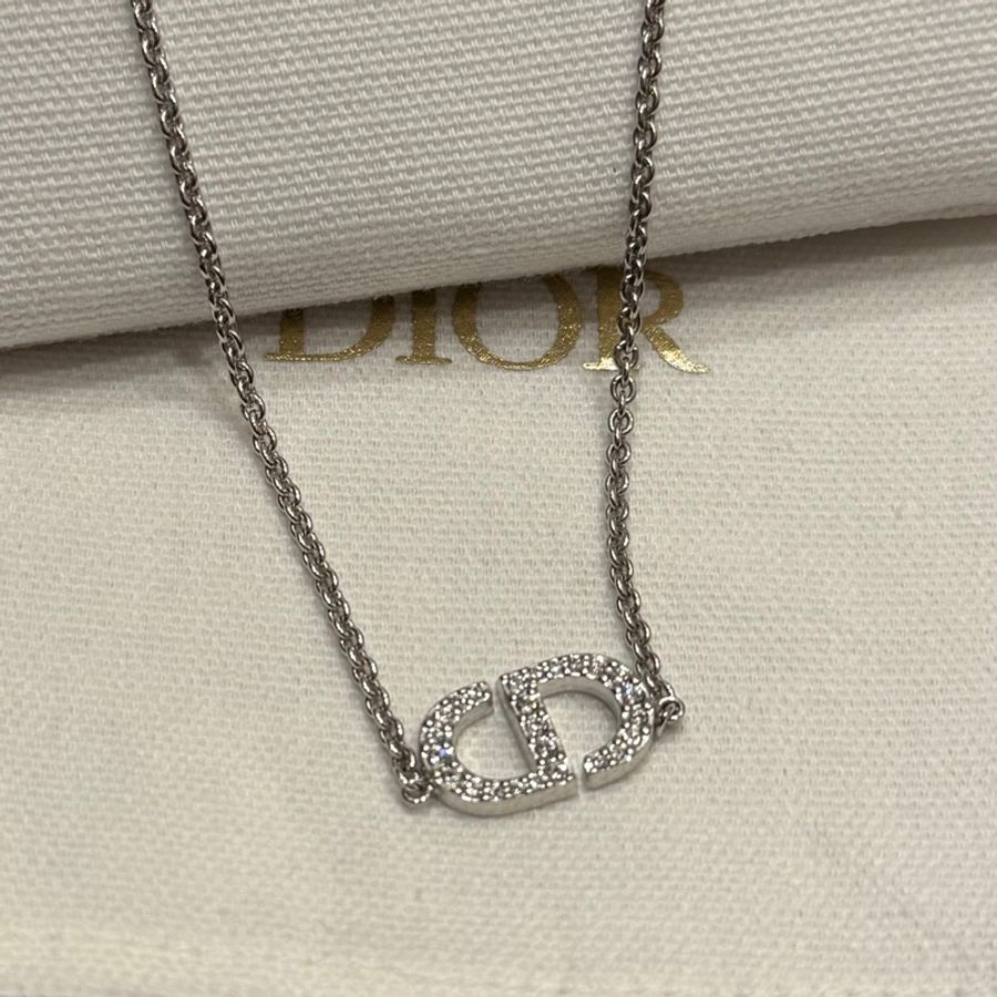 Dior 銀色水鑽Logo 項鏈 頸鏈 necklace-0