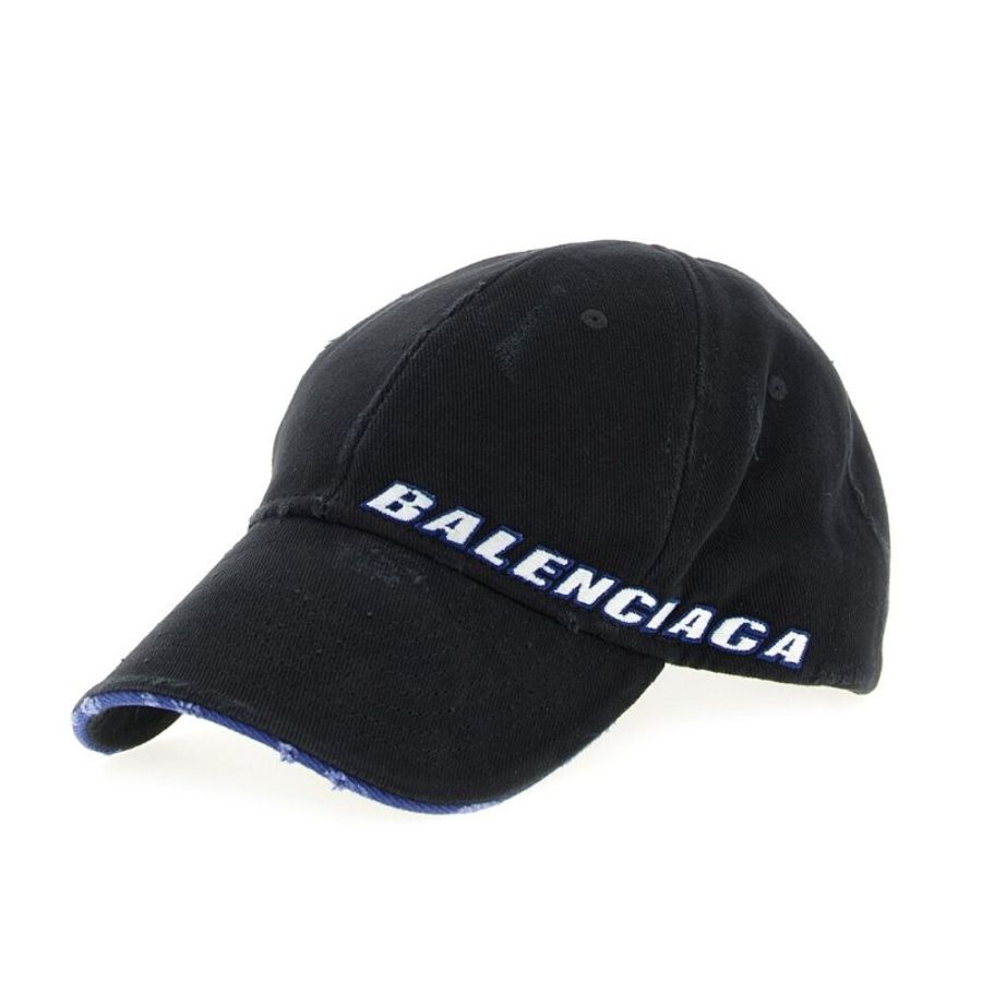 【Balenciaga 巴黎世家】Tilted Typo Cap 仿舊 棒球帽 鴨舌帽 帽子 黑色 854036410B21000-1