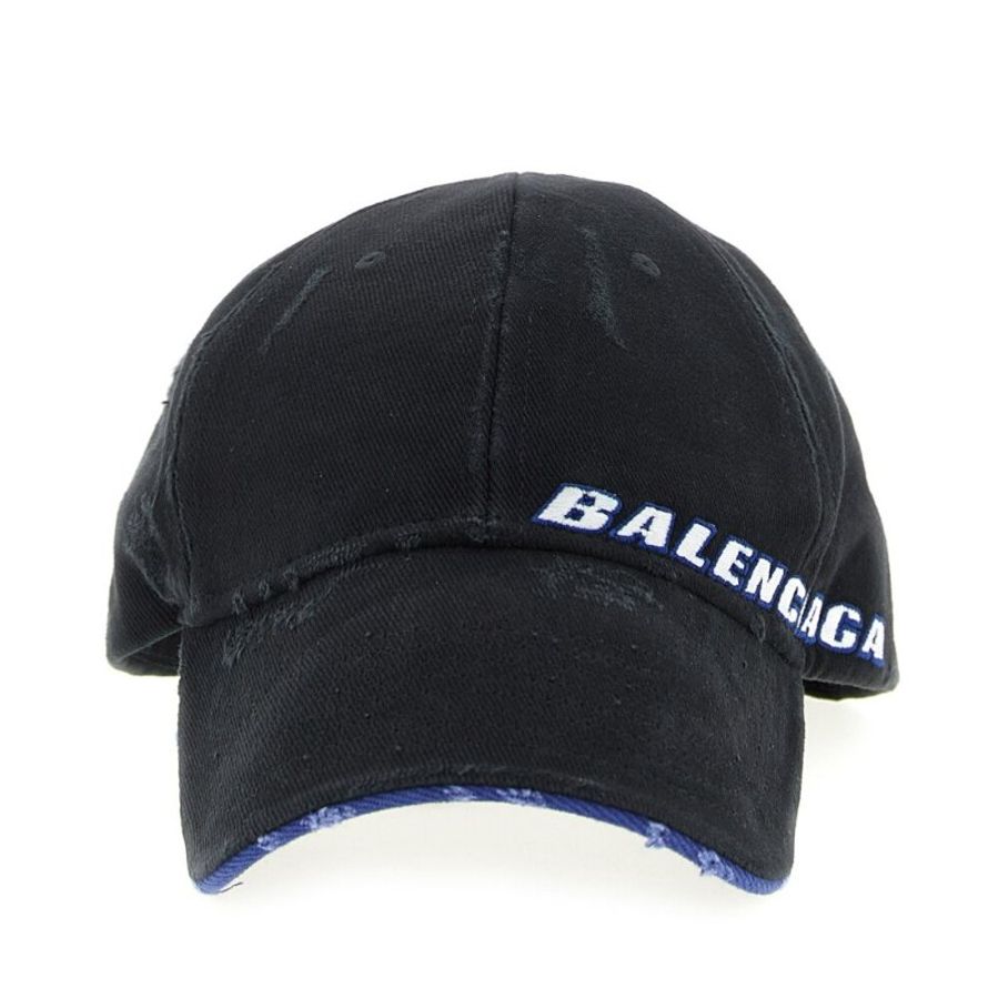 【Balenciaga 巴黎世家】Tilted Typo Cap 仿舊 棒球帽 鴨舌帽 帽子 黑色 854036410B21000-3