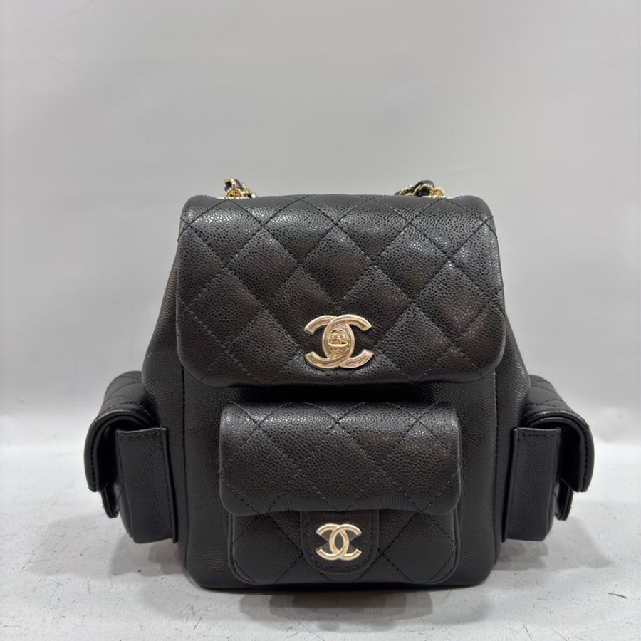 CHANEL AS4399 DUMA 黑色荔枝皮金鍊 坦克包炸藥包後背包肩背包側背包手提包-1
