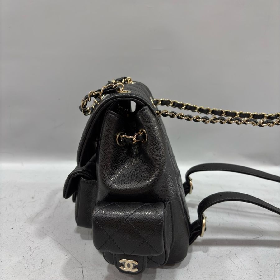 CHANEL AS4399 DUMA 黑色荔枝皮金鍊 坦克包炸藥包後背包肩背包側背包手提包-4