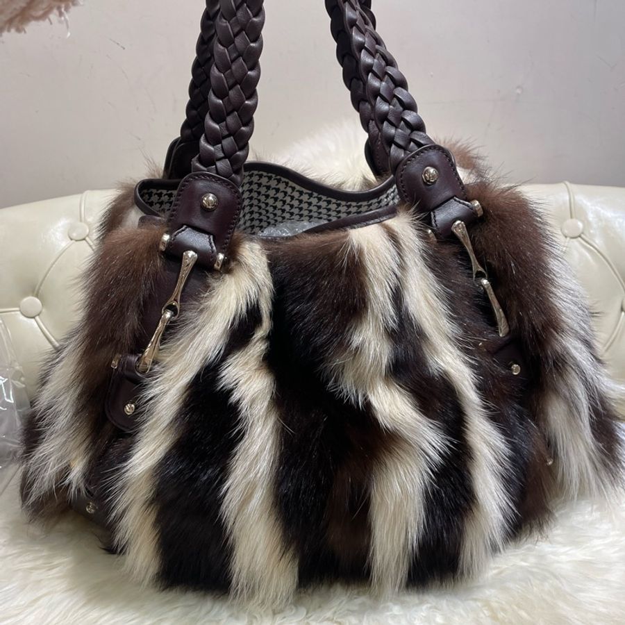 Gucci 雙帶狐狸毛Tote Bag-1