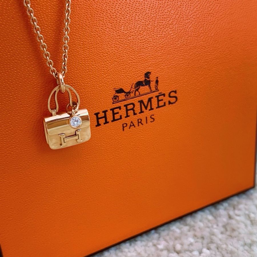 Hermes Constance 18K玫瑰金康康項鍊 鑲鑽 23年-2
