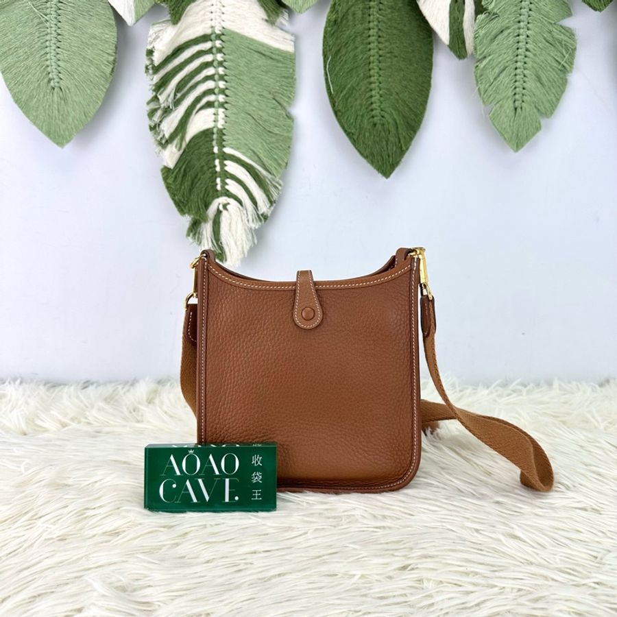 HERMES Mini Evelyne 金棕色金扣 Z Stamp 斜肩包-4