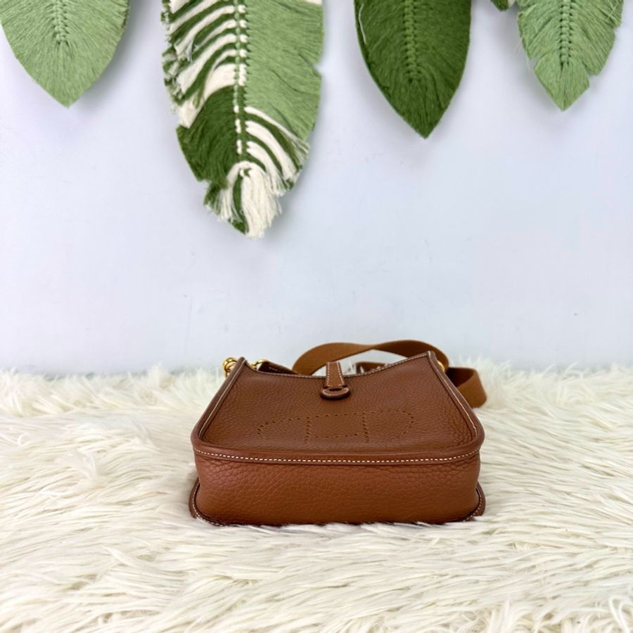 HERMES Mini Evelyne 金棕色金扣 Z Stamp 斜肩包-5