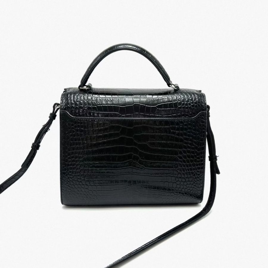 YSL Cassandra黑銀鰐魚壓紋手提肩背斜背郵差包24.5*20*11 99新配件塵袋-5
