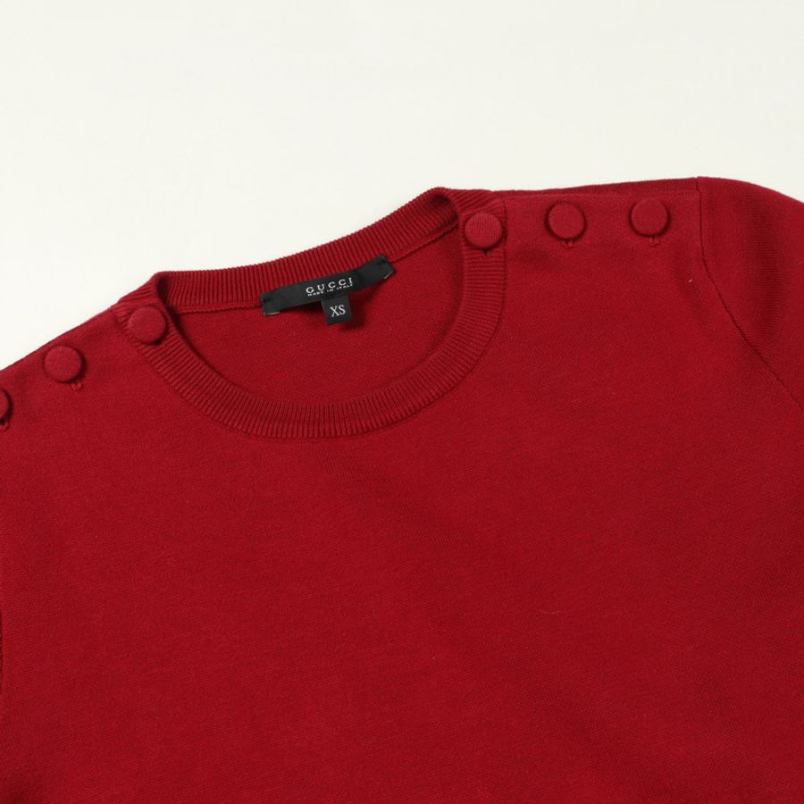 GUCCI 雙 G 短袖洋裝 340513 純棉 紅色 #XS 二手女款-5
