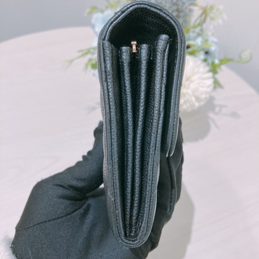 TK1832 Chanel 香奈兒黑色荔枝牛皮中長皮夾Classic Flap Small Long Wallet Caviar Black X GHW-2