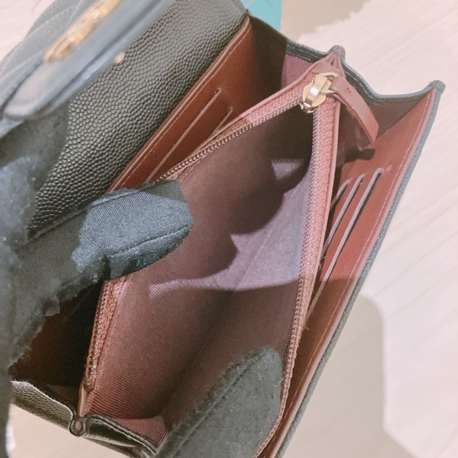 TK1832 Chanel 香奈兒黑色荔枝牛皮中長皮夾Classic Flap Small Long Wallet Caviar Black X GHW-24