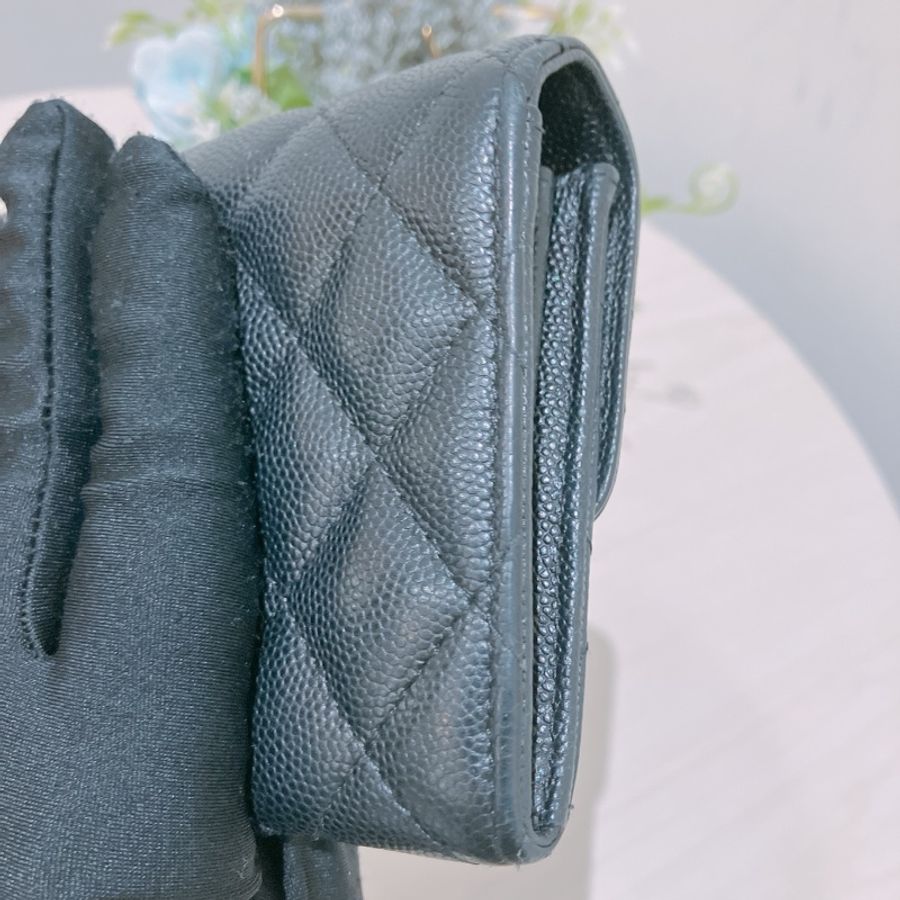 TK1832 Chanel 香奈兒黑色荔枝牛皮中長皮夾Classic Flap Small Long Wallet Caviar Black X GHW-32