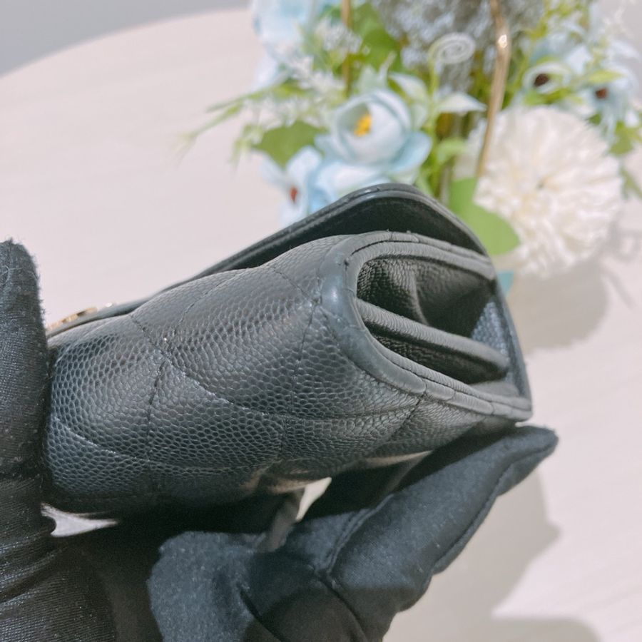 TK1832 Chanel 香奈兒黑色荔枝牛皮中長皮夾Classic Flap Small Long Wallet Caviar Black X GHW-36