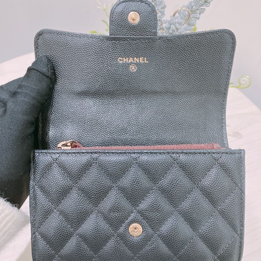 TK1832 Chanel 香奈兒黑色荔枝牛皮中長皮夾Classic Flap Small Long Wallet Caviar Black X GHW-48