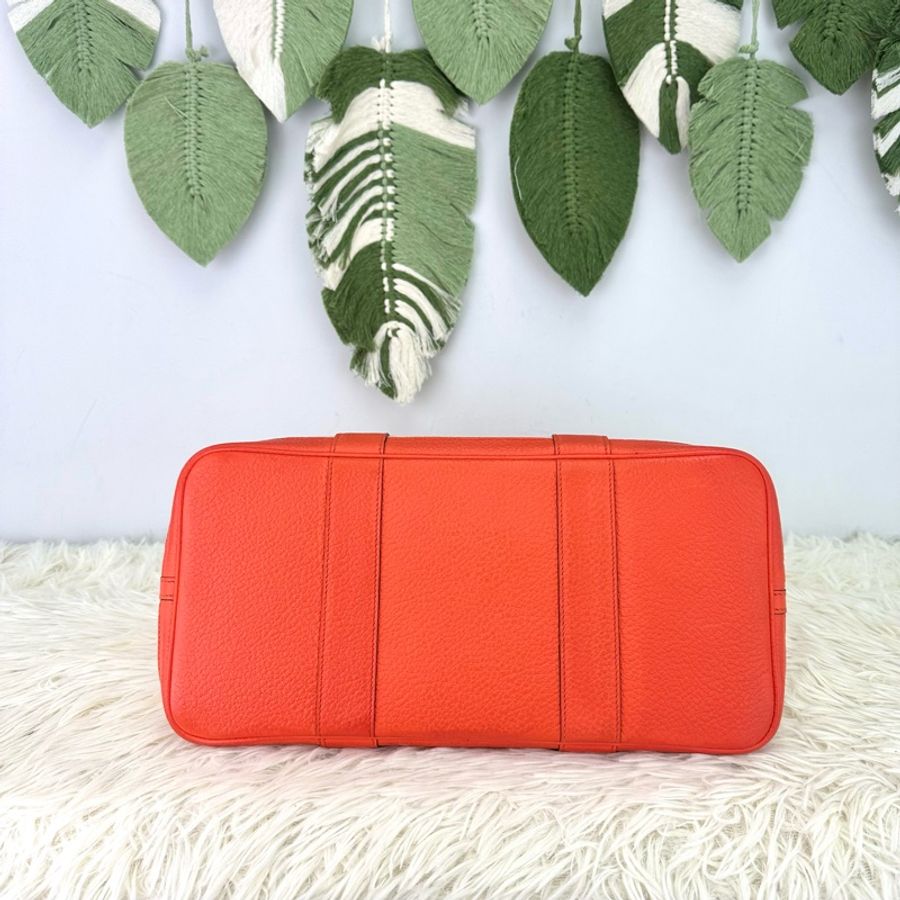 HERMES Garden Party 36 橙色帆布拼皮 手提包 X Stamp-5