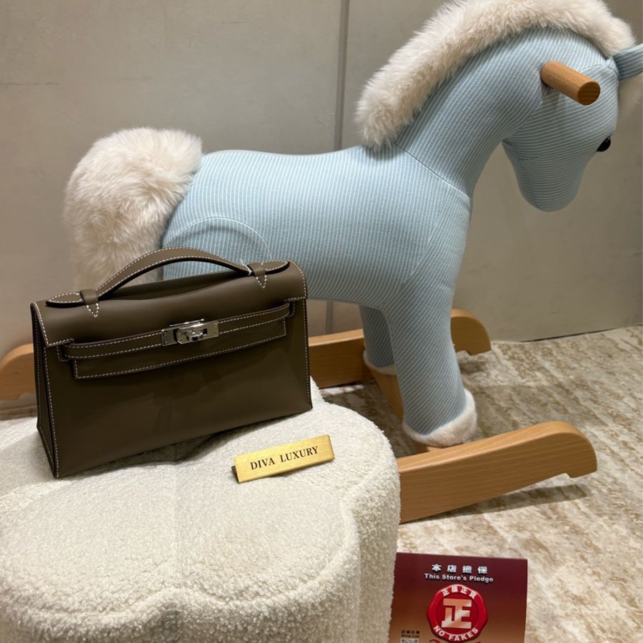 Hermes Mini Kelly Pochette 大象灰 銀扣 全新現貨-0