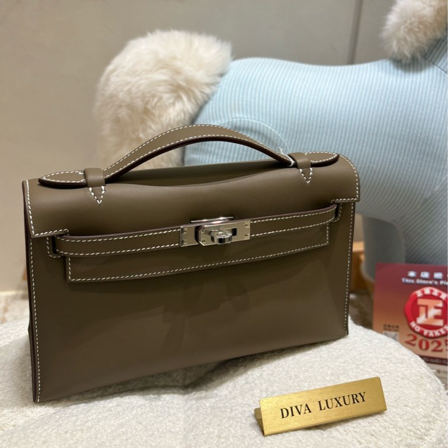 Hermes Mini Kelly Pochette 大象灰 銀扣 全新現貨-1