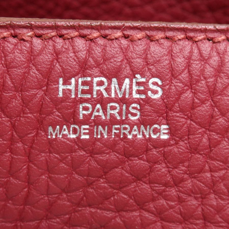 HERMES Clemence皮革Lindy 30銀扣手挽肩背兩用袋Rouge Grenade-5