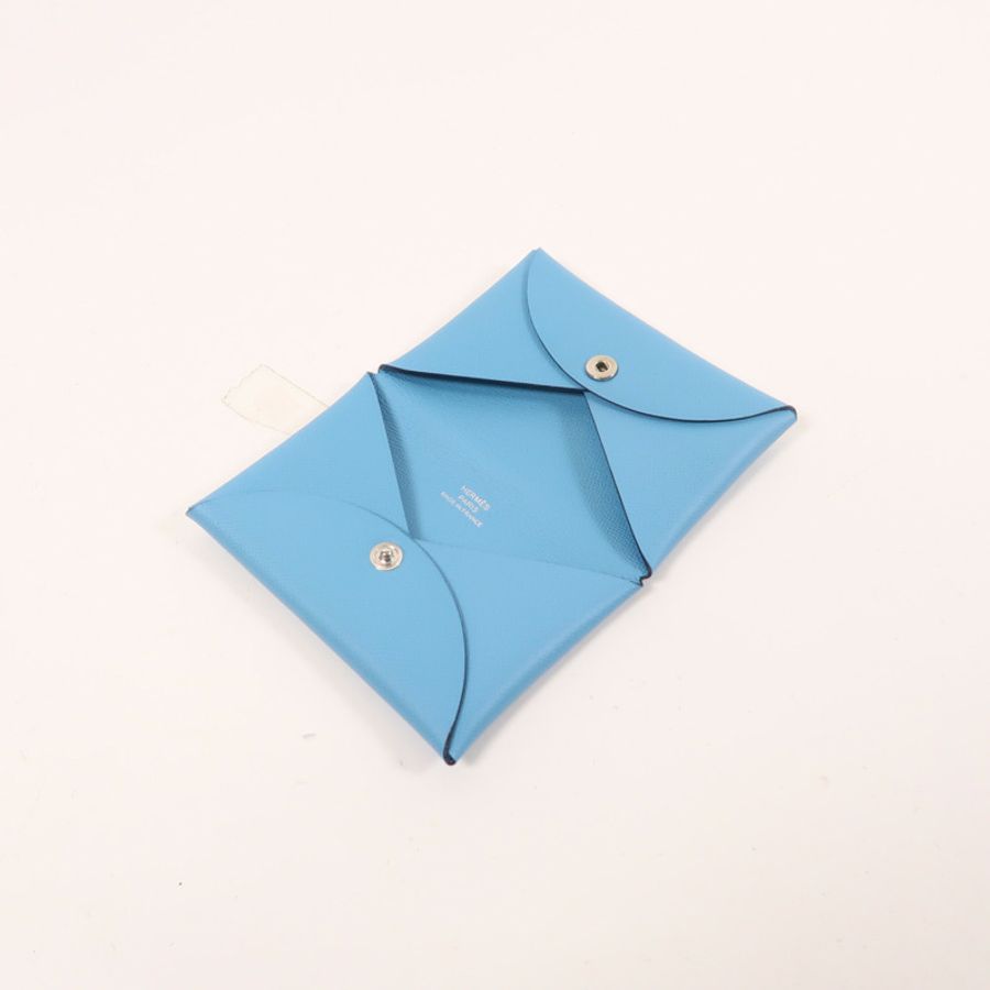 HERMES Epsom皮革Calvi Card Holder銀扣卡片套-4