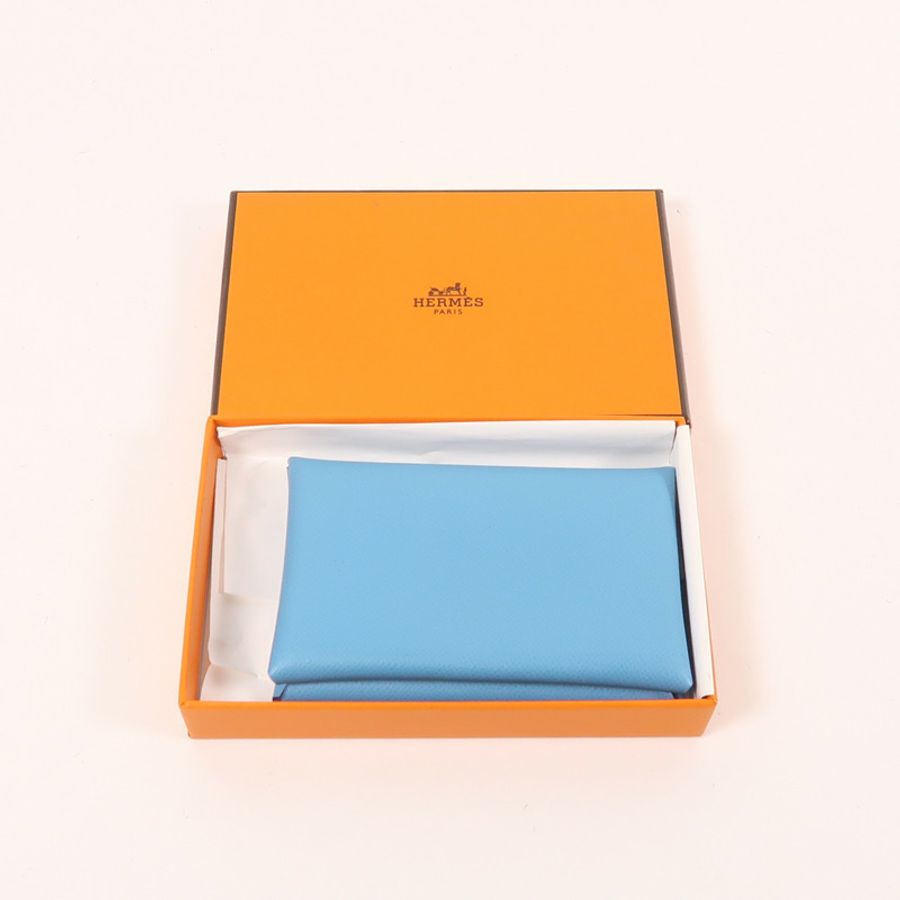 HERMES Epsom皮革Calvi Card Holder銀扣卡片套-7