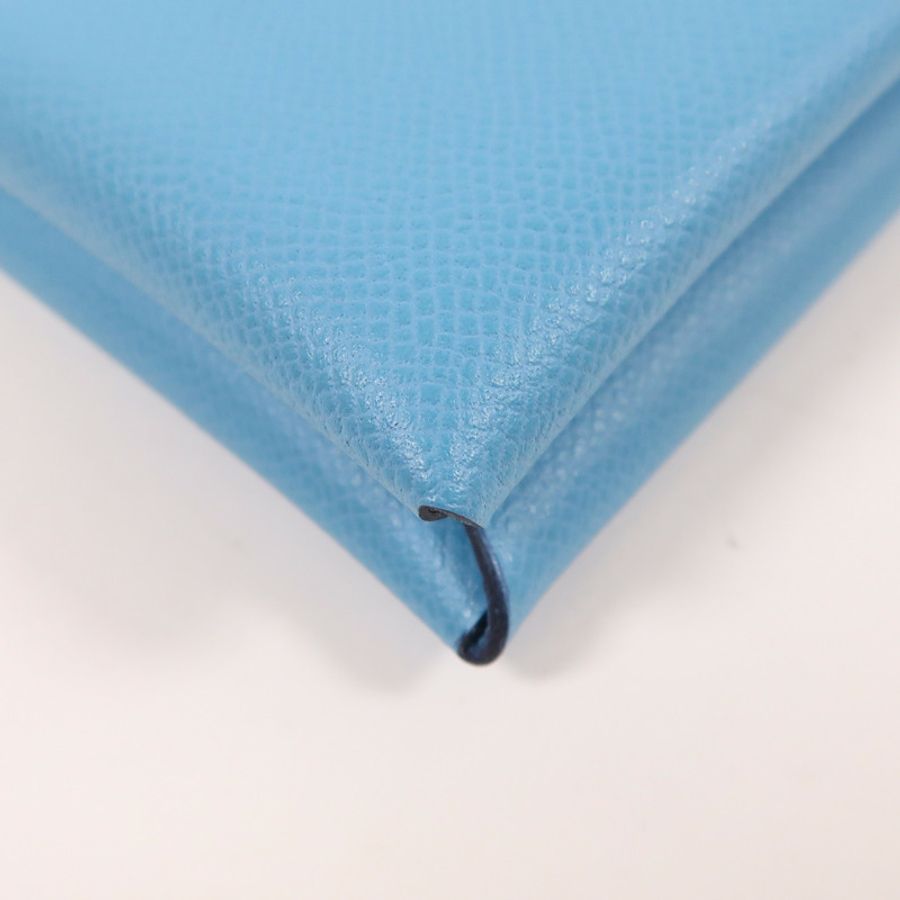 HERMES Epsom皮革Calvi Card Holder銀扣卡片套-9