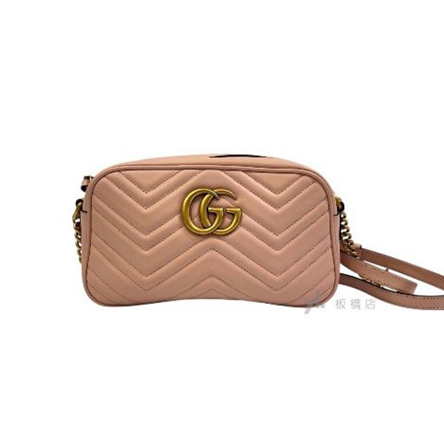 GUCCI GG Marmont 粉牛皮山型紋相機包447632-1