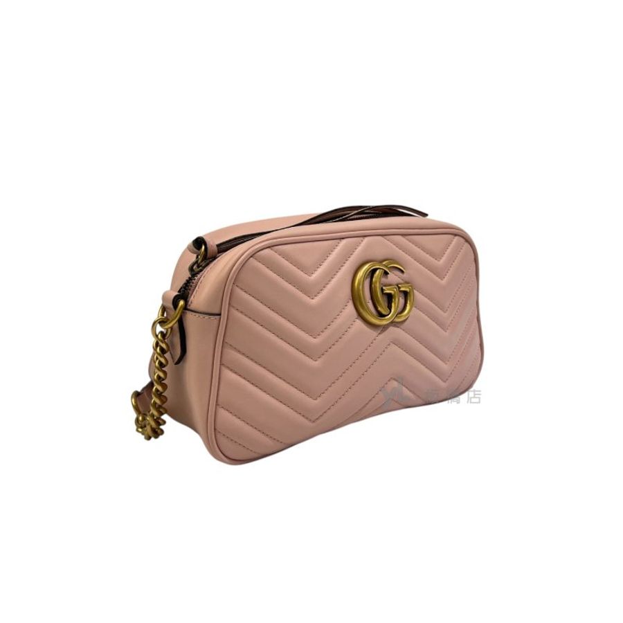 GUCCI GG Marmont 粉牛皮山型紋相機包447632-2