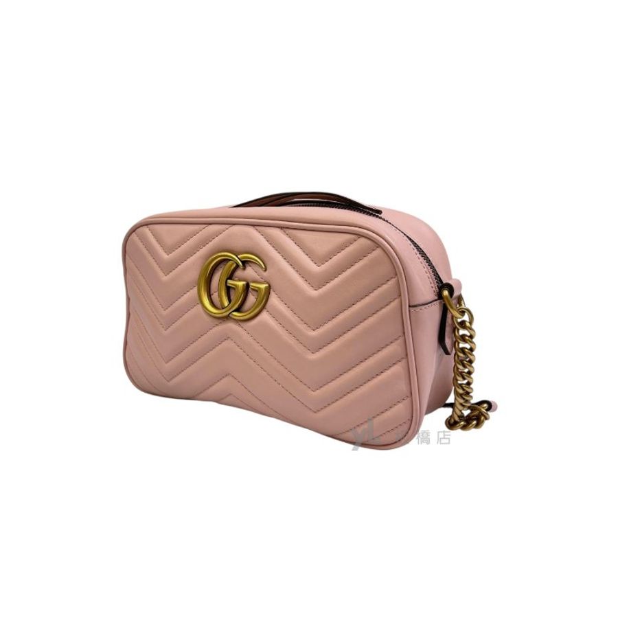 GUCCI GG Marmont 粉牛皮山型紋相機包447632-3