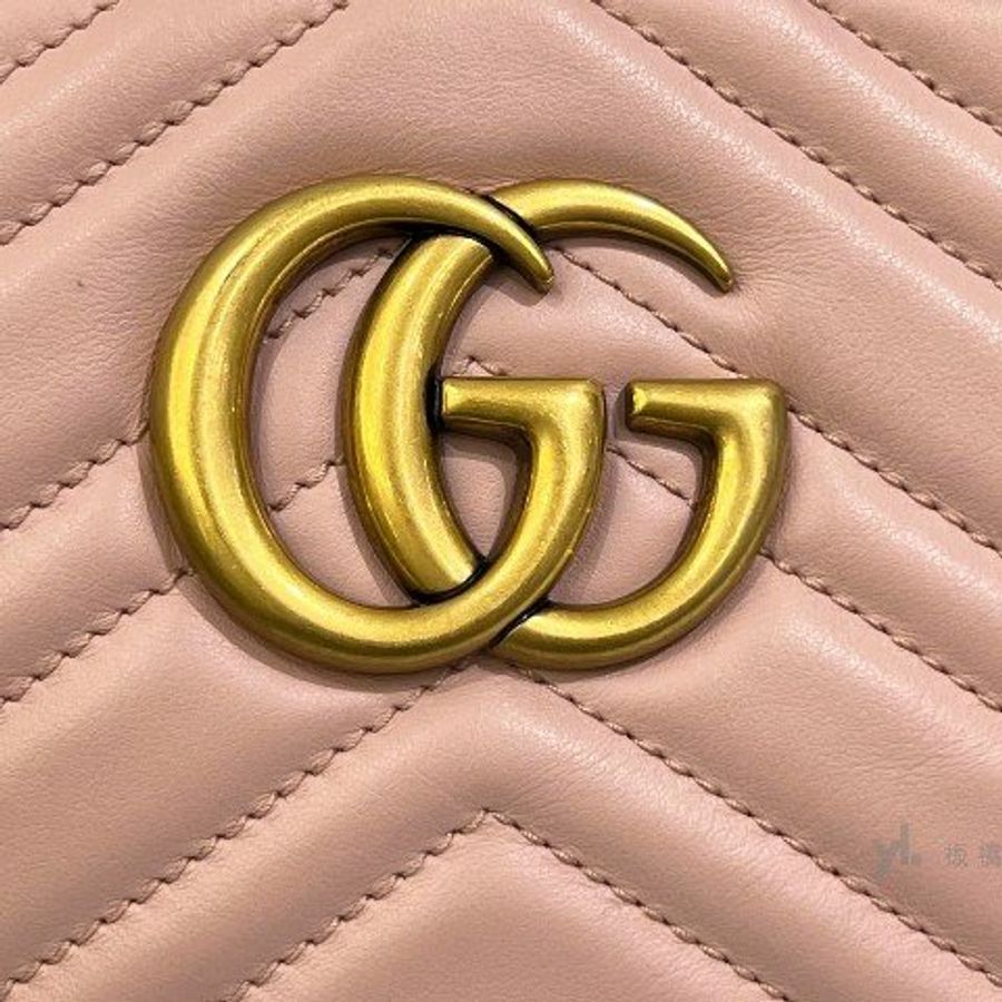 GUCCI GG Marmont 粉牛皮山型紋相機包447632-9